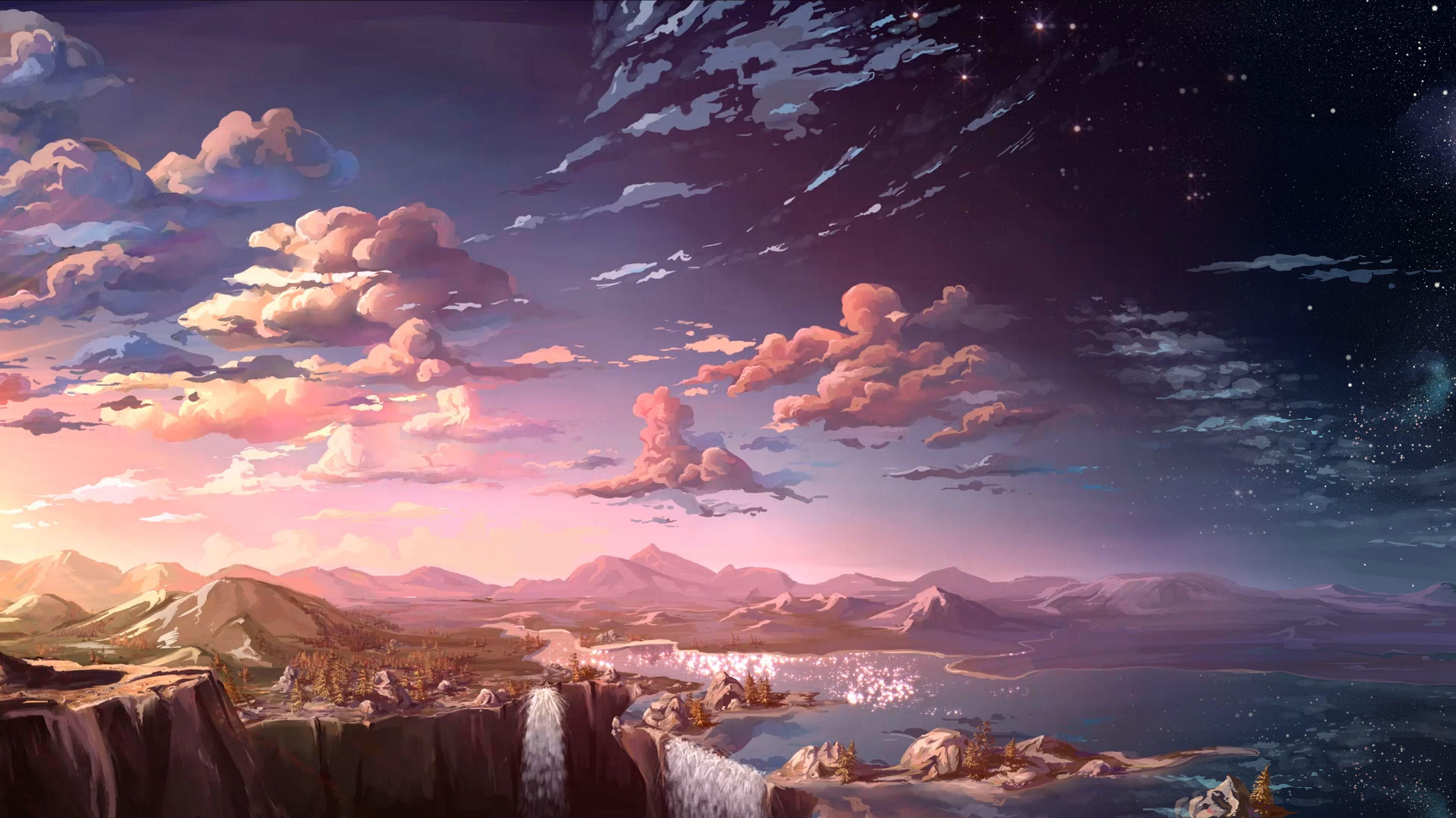 Download Beautiful Anime Scenery Skins - Purple Gaming Wallpaper Hd PNG  Image with No Background - PNGkey.com
